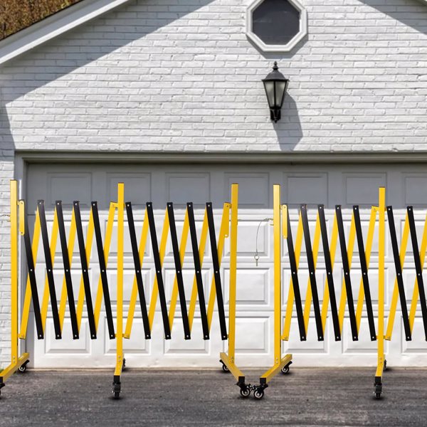 Metal Expandable Barricade, 17FT Traffic Barricade With Casters, Retractable Security Gate, Portable Driveway Gate Outdoor Barricade Fence For Construction Area, Traffic Control, Garage 17FT — foto 2