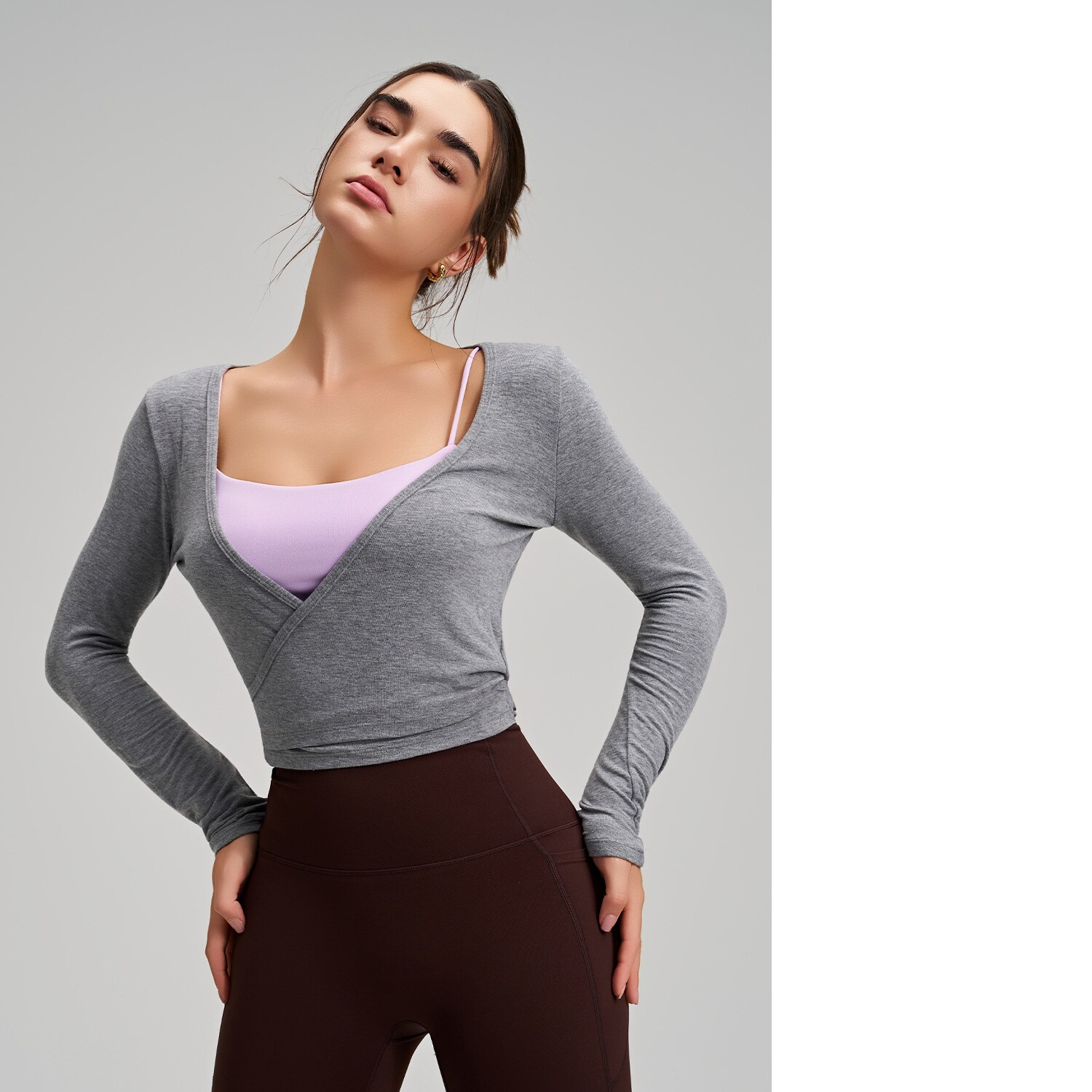 Stylish One-Piece Long-Sleeve Yoga Top With Tie Strap, High-End Outdoor Activewear With Four-Way Stretch For Sports, Dance And Fitness 4
