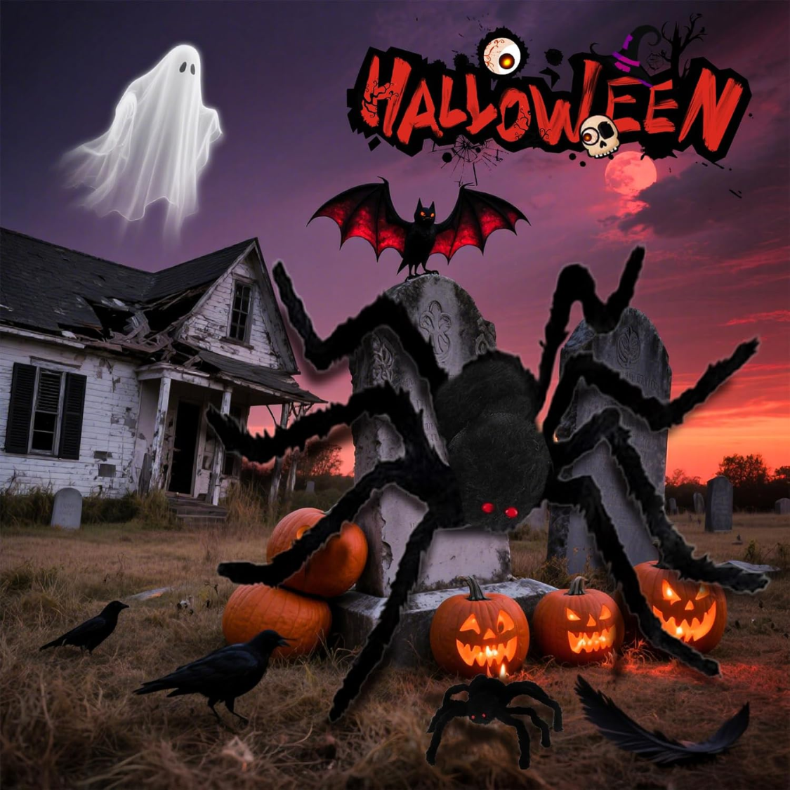 Giant Spider 6.6 Ft Halloween Decorations Fake Furry Spiders Large For Outdoor Indoor Yard Home Costumes Party House Decor 1 Pack — foto 5
