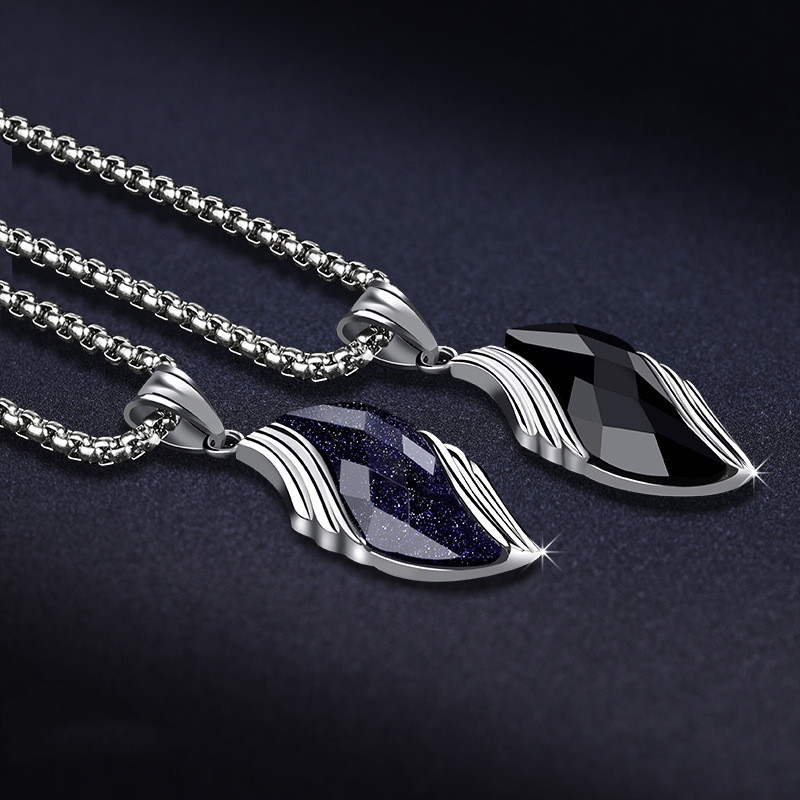 Blue Sandstone Men's Necklace Hip Hop Personality