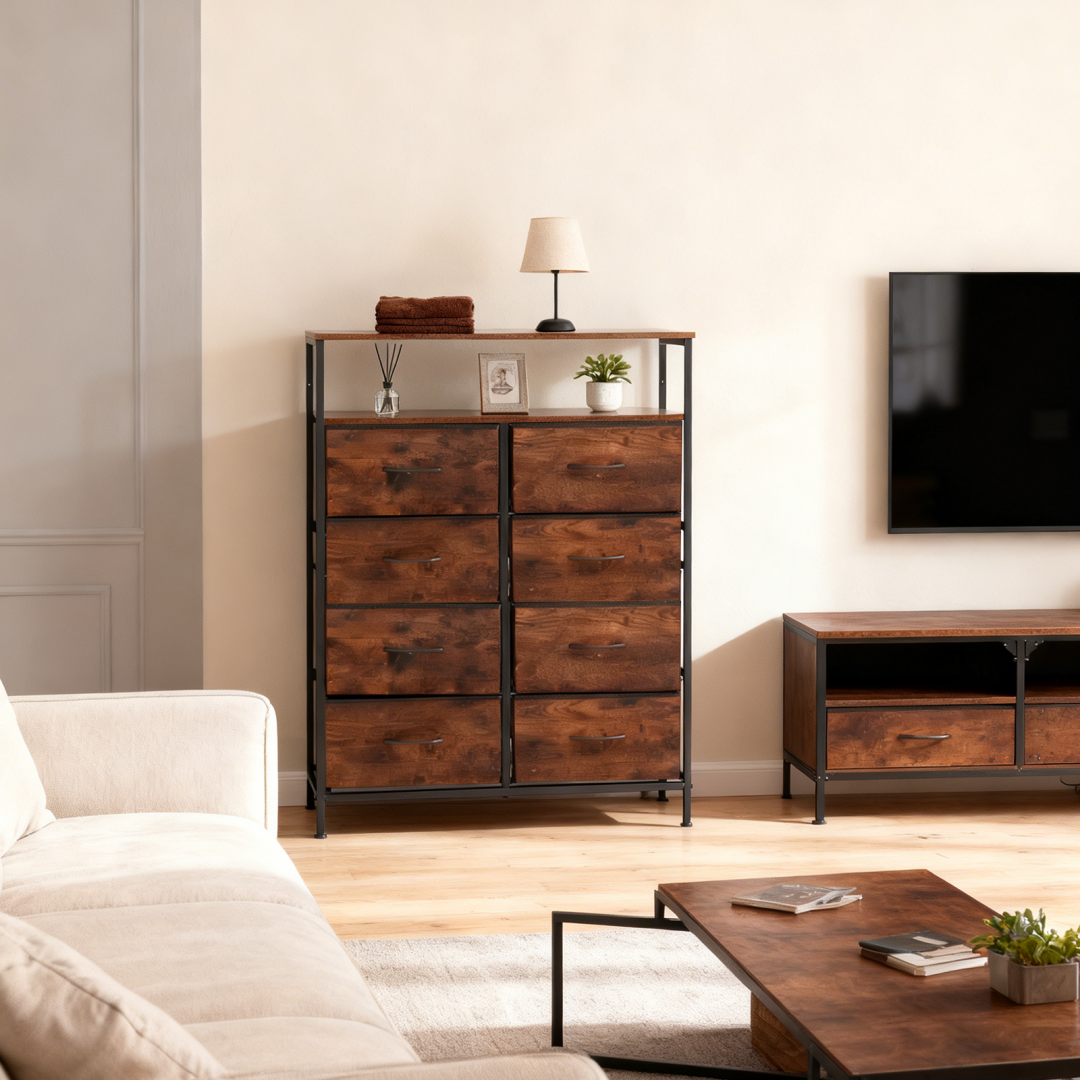 8-Drawer Fabric Dresser With Open Shelf, 45.9-inch Tall Storage Cabinet For Bedroom Closet Organization image 20
