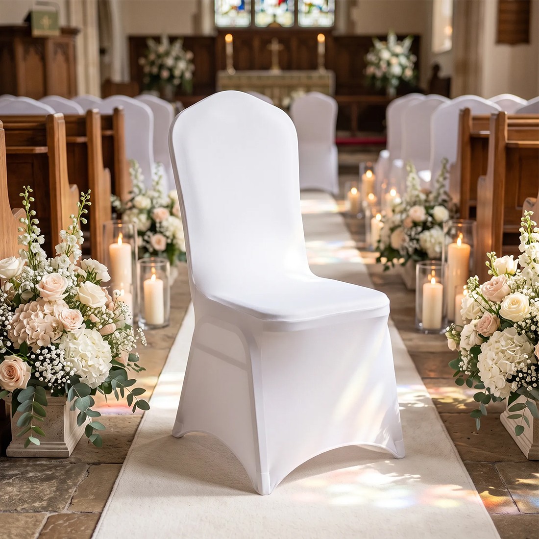 1PCS Stretch Spandex White Folding Chair Covers Gorgeous Formal Chairs UK — image 4