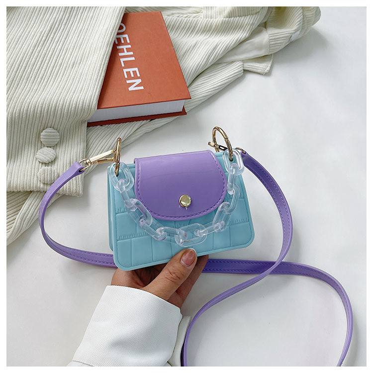 Macaron Contrast Color Jelly Bag Shoulder Messenger Bag Fashionable Mini Square Bag