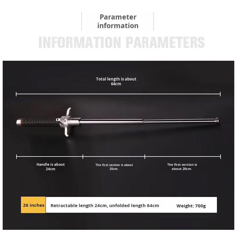 26 Inch Multifunctional Hiking Pole, Level 3, Extendable, Portable,car Mounted, Impact Resistant, Used For Hiking, Camping