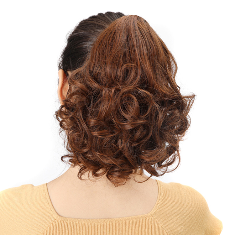 Fake Ponytail Short Curly Hair Claw Clip Realistic Pear Flower Chemical Fiber — foto 6