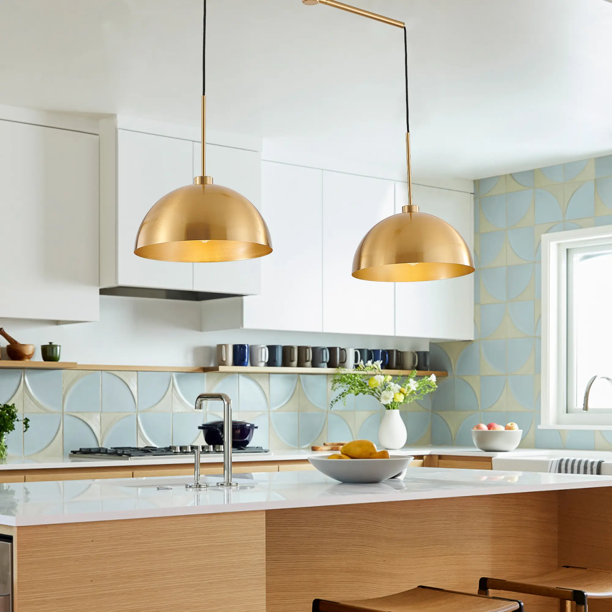 41inch Industrial Modern Copper Color Double Pendant Light Adjustable Ceiling Hanging Lamp With Bright Finish For Dining Room, Kitchen, Or Living Room Stylish A
