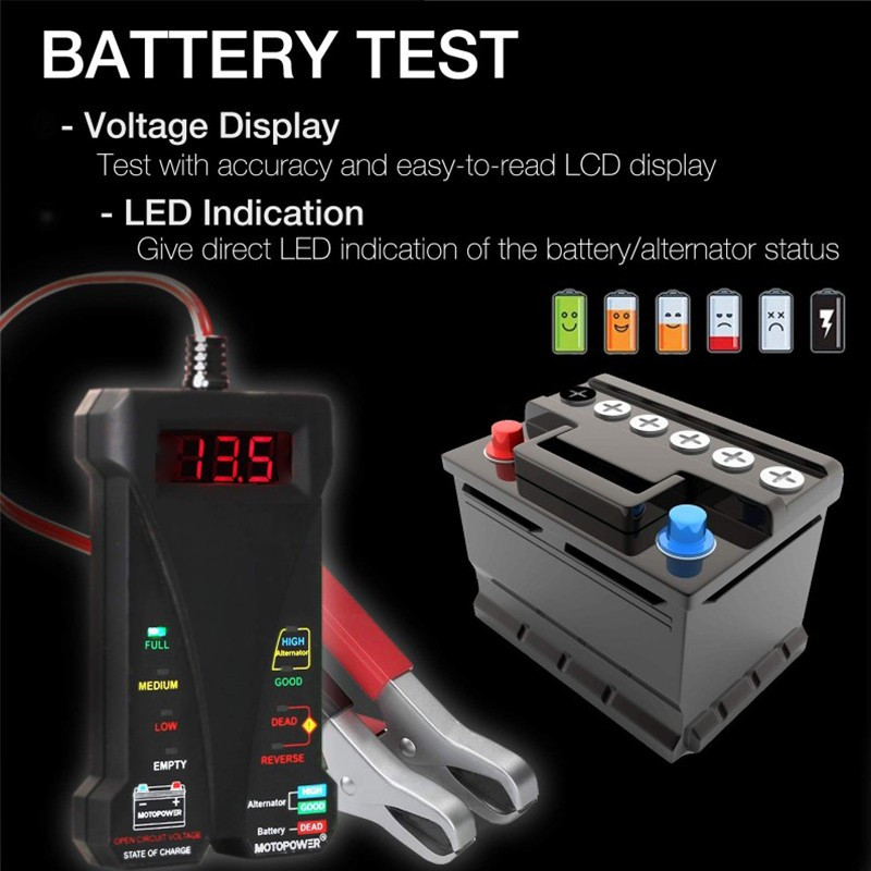 12V Digital Battery Tester & Voltmeter With LCD Display, Accurate Car Testers