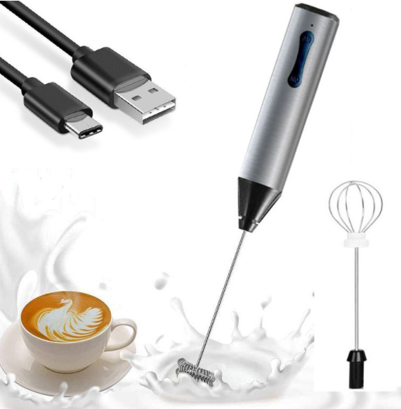 USB Mini Milk Frother Handheld Stainless Steel | Drink Mixer for Coffee, Lattes