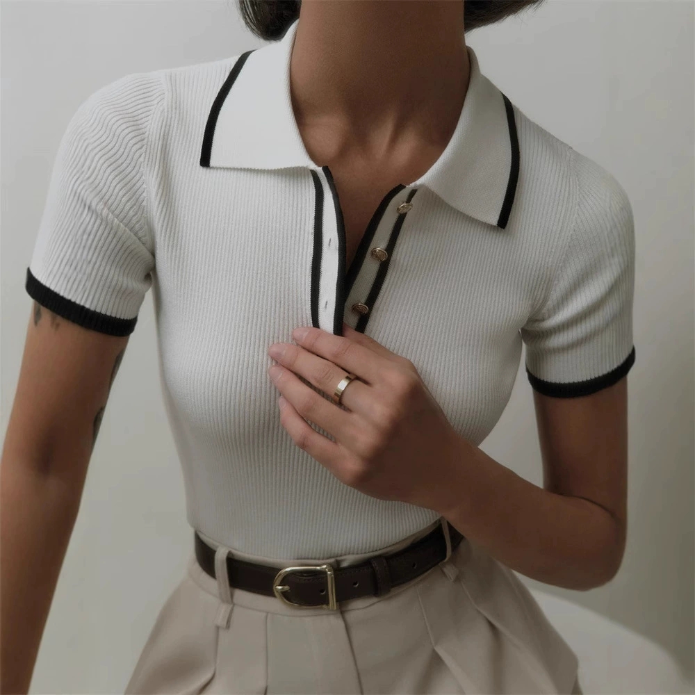 Slim Contrast Knit Top