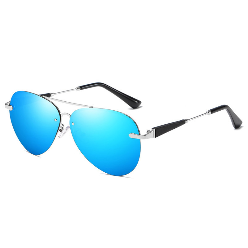 Polarized Sunglasses Classic Rimless Silver Ice Blue Flakes - Shop at LoveMi