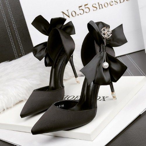 Spitze Brautschuh High Heels mit Schleifchen