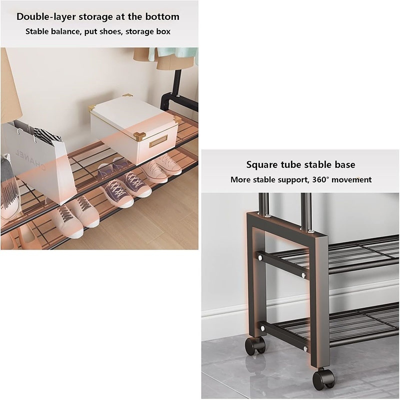 Heavy Duty Clothes Rail Load Sturdy Clothes Rack With Shelfs & Shoe Rack 4