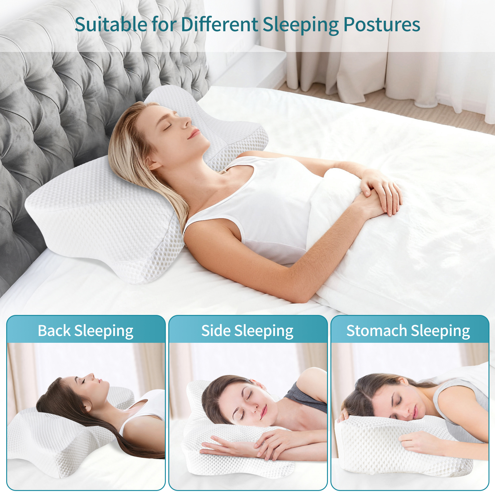 2 Pack Memory Foam Pillow, A Cooling Type Sleep Pillow Designed To Provide Neck Support When Lying On One's Side image 7