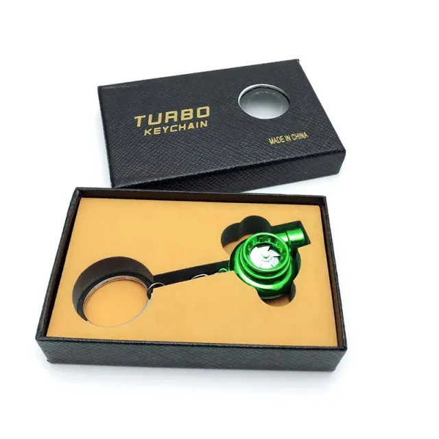 Automotive Turbine Keychain Metal Creative Luminous LED Boxed Green - Shop at LoveMi