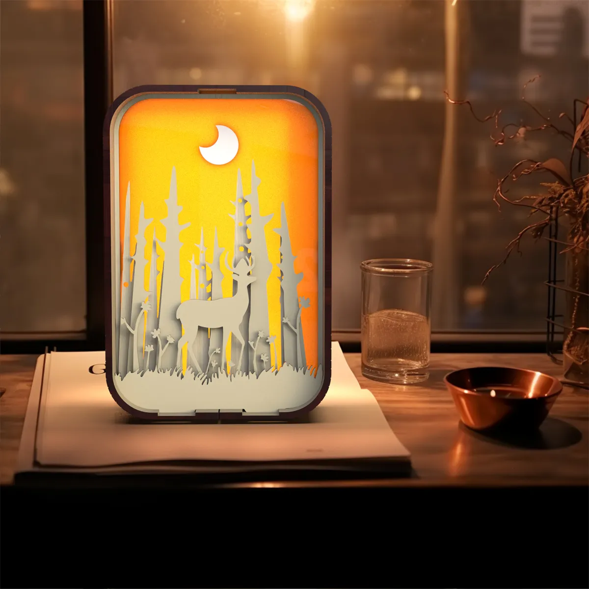 Woodcarving Light Creative Gift Minimalist Bedside Night Light Decoration Desktop Decoration Birthday Gift – image 3