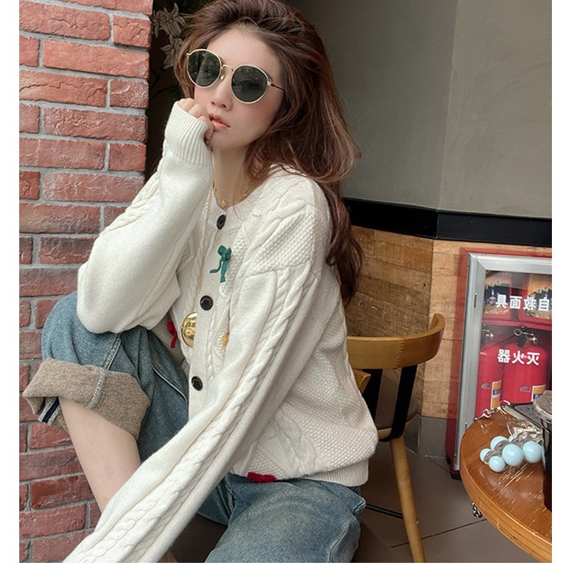 Heavy Industry Twist Bow Knitted Cardigan Women