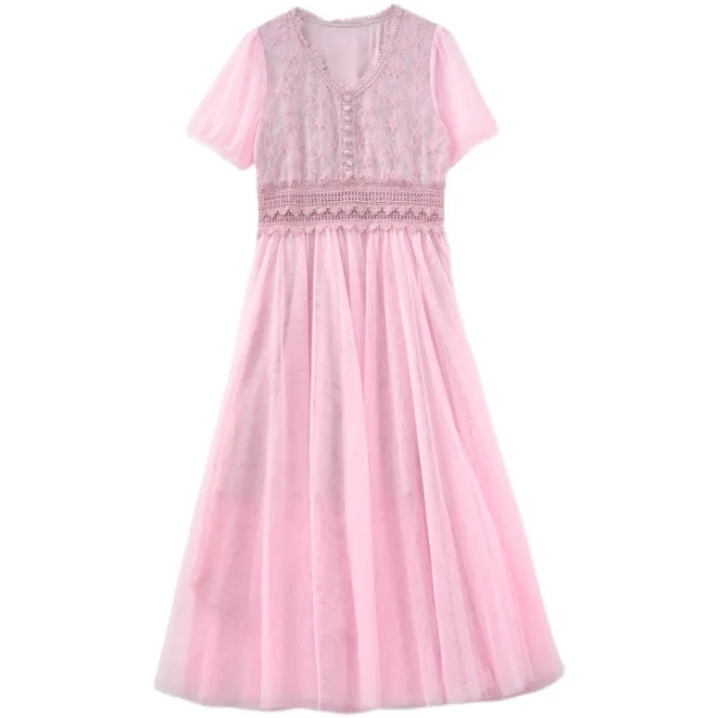 French Chiffon Skirt With Waistband For Slimming Effect - Apricot Powder