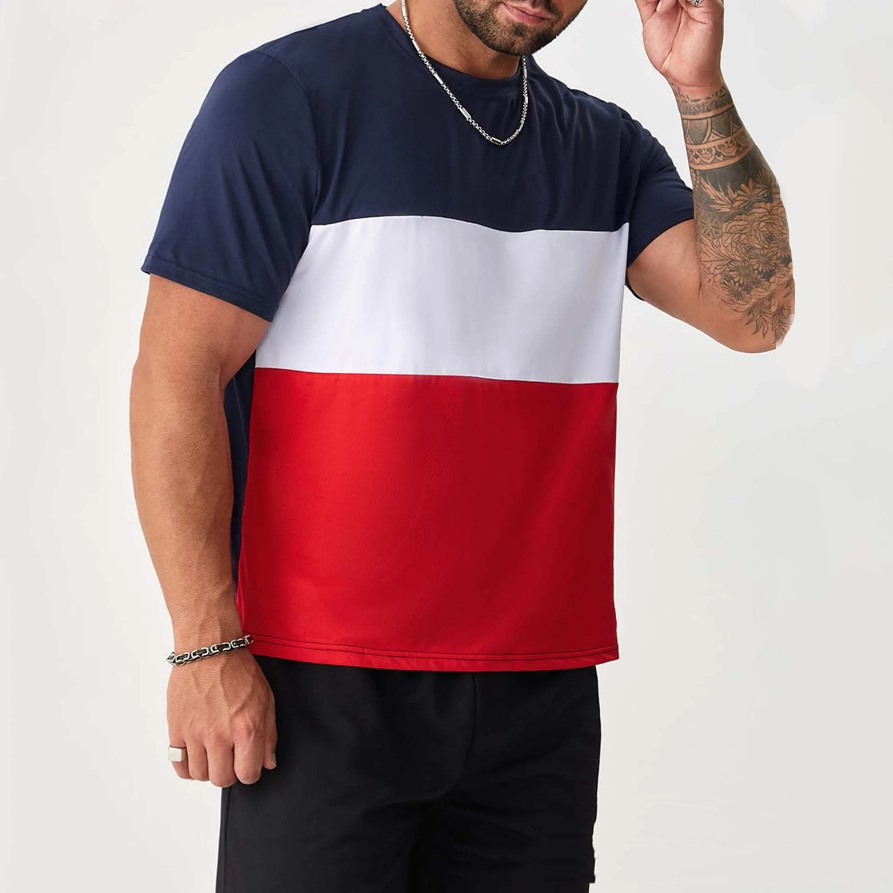 Title 5, Mens T-shirt Crewneck Short Sleeve Stripes Co...