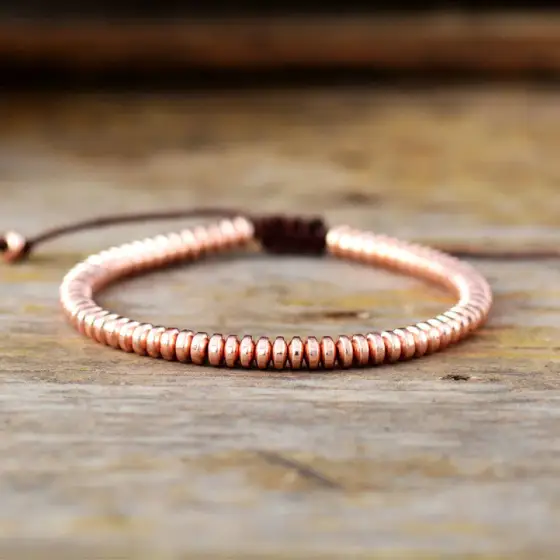 Cool Pan-Shaped Hematite Hand Beaded Friendship Bracelet