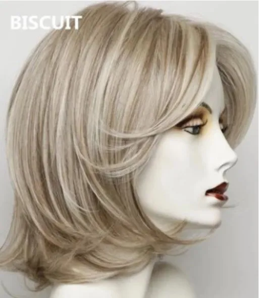 Women's Short Curly Hair Wig Partial High Temperature Silk Chemical Fiber Headgear - Biscuit