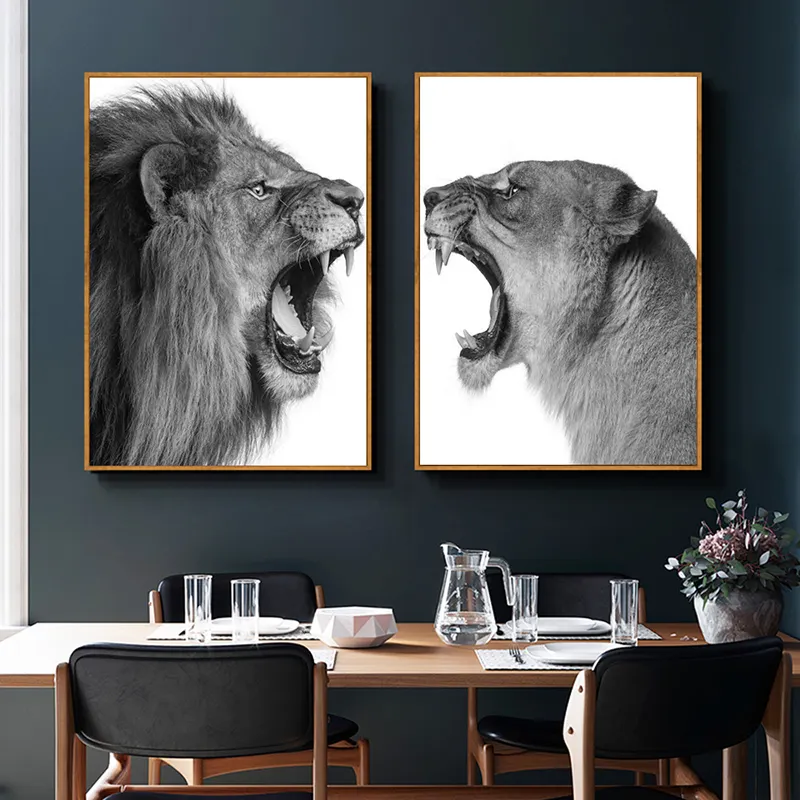 Black And White Simple Animal Canvas Painting