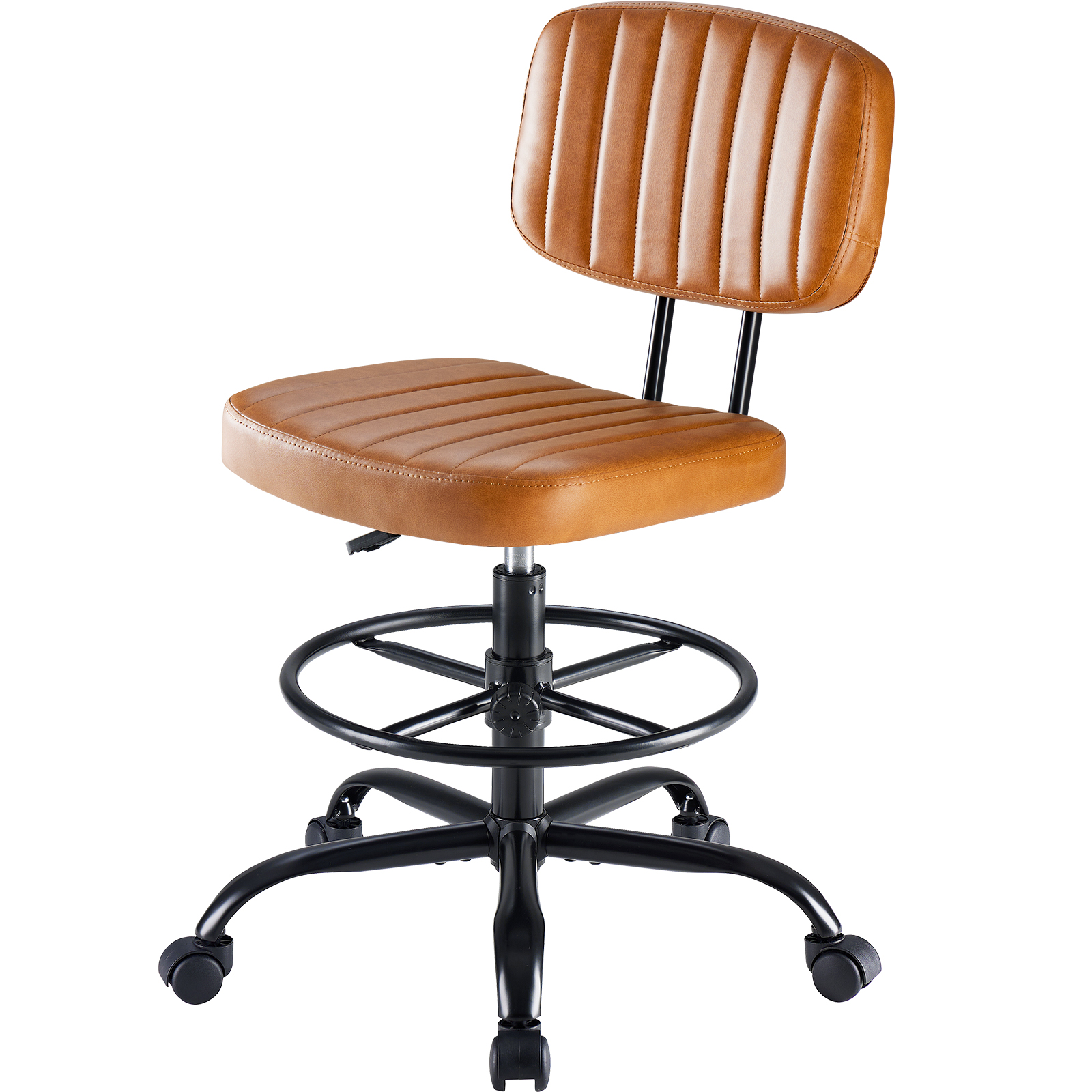 A Small Office Chair With A Low Back Support, A Height-adjustable Work Chair, And Equipped With 360-degree Rotating Wheels