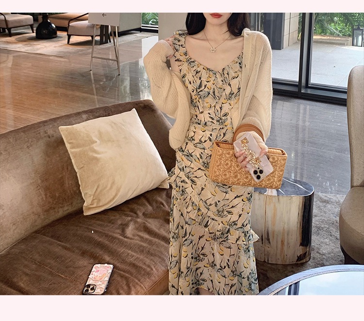 Chiffon Printed Dress Summer Mid Length