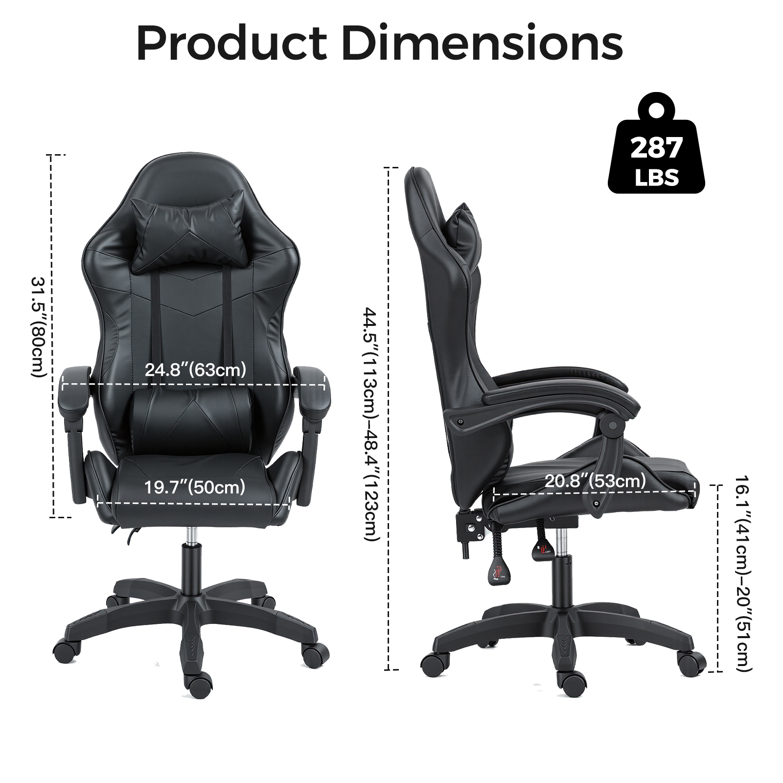 Gaming Reclining Swivel Chair For Adults,Ergonomic Racing PC With Lumbar Support — image 5