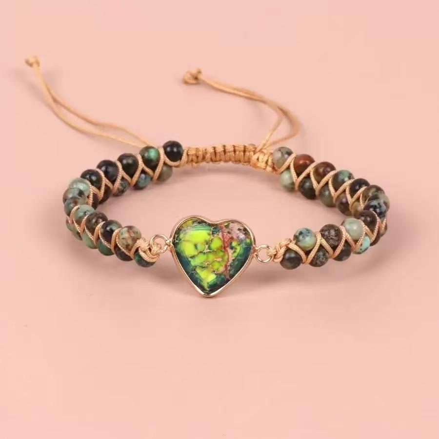 Heart-shaped Pendant Bracelet, Double-layer Beaded Woven Bracelet, Friendship And Couple Bracelet