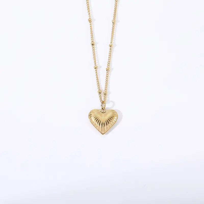 Stainless Steel Cross-border Vintage Stripe Love Necklace For Women