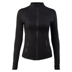 Reversible Brushed Yoga Clothes Ladies Jacket - Black - View 1
