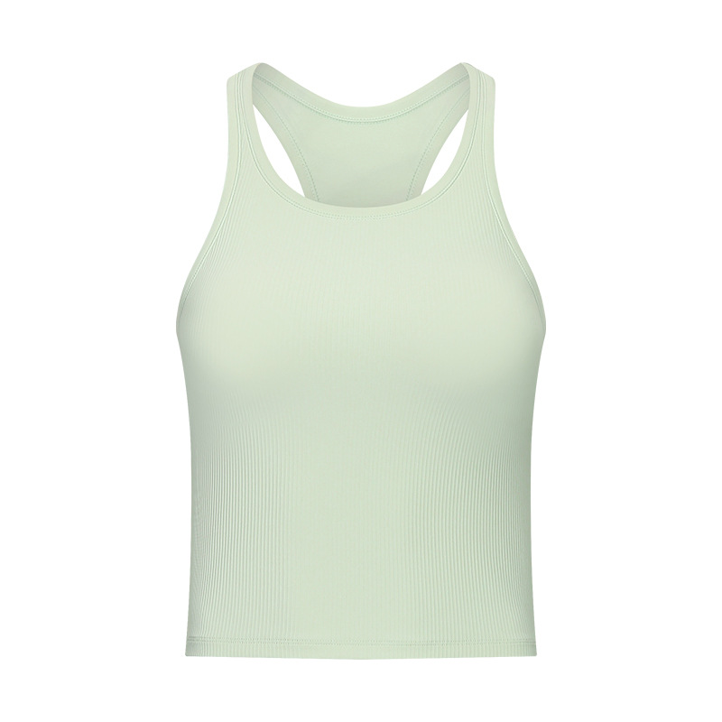 Title 8, Round Neck Threaded Yoga Vest With Chest Pad