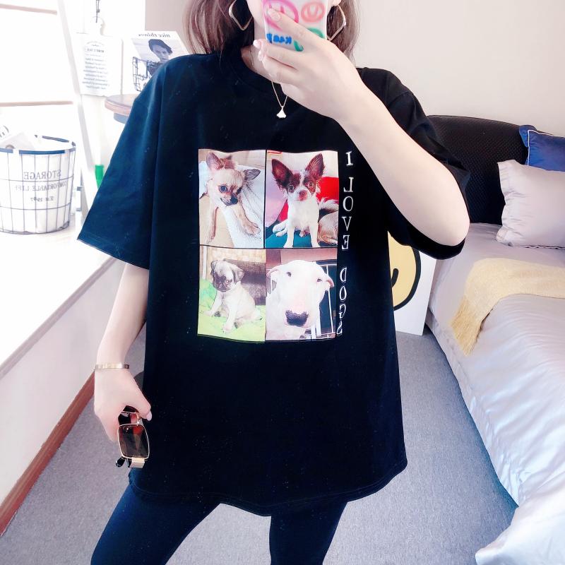 Title 6, Cartoon Printed Cotton Short-sleeved Loose Roun...