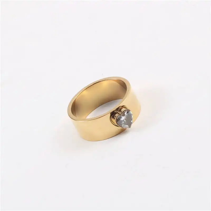 Simple Peach Heart Love Zircon Ring