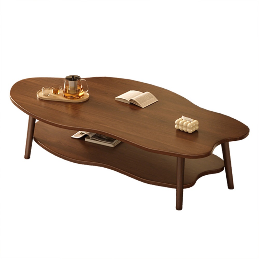 2 Layer Coffee Table Cloud Tea Modern Living Room Desk W Storage Shelf — image 10