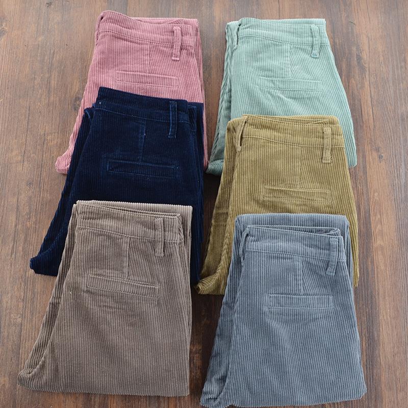 Title 5, Cropped Corduroy Trousers Thick Striped Harem L...