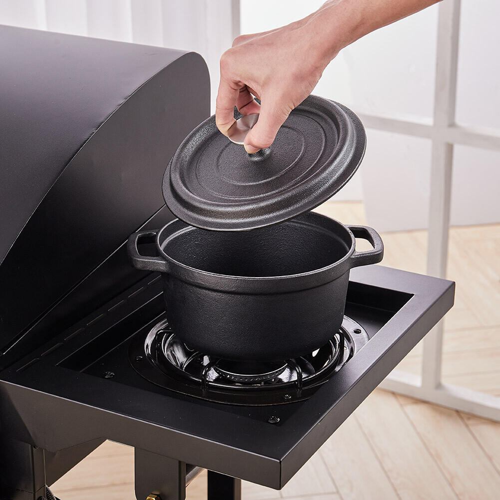 Kitchen Cast Iron Casserole Dish Pot Pan Basting Lid Stew Stock Baking Loaf — image 3