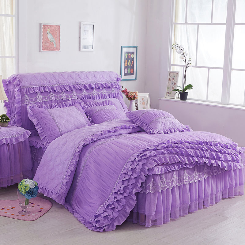 Korean Style Lace Quilted Padded Bedspread