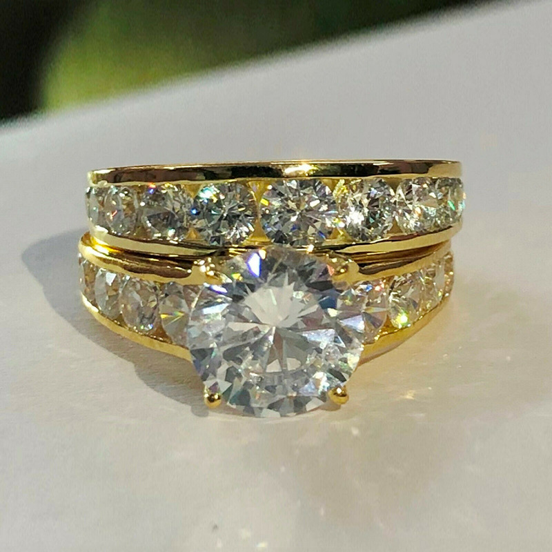 Title 3, Luxury Wedding Rings Gold Plated Full Rhineston...