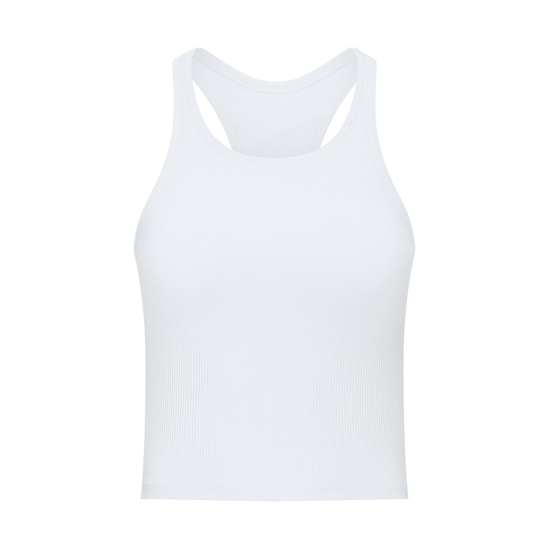 Title 1, Round Neck Threaded Yoga Vest With Chest Pad