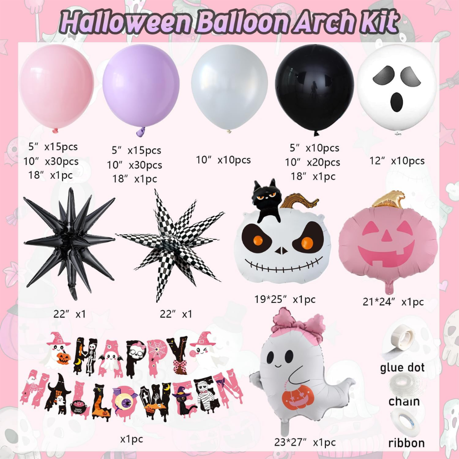 152pcs Halloween Balloon Garland Arch Kit,Happy Halloween Banner 3