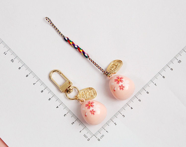 Cute Chime Bell Keychain | Pink with Sakura Cherry Blossoms