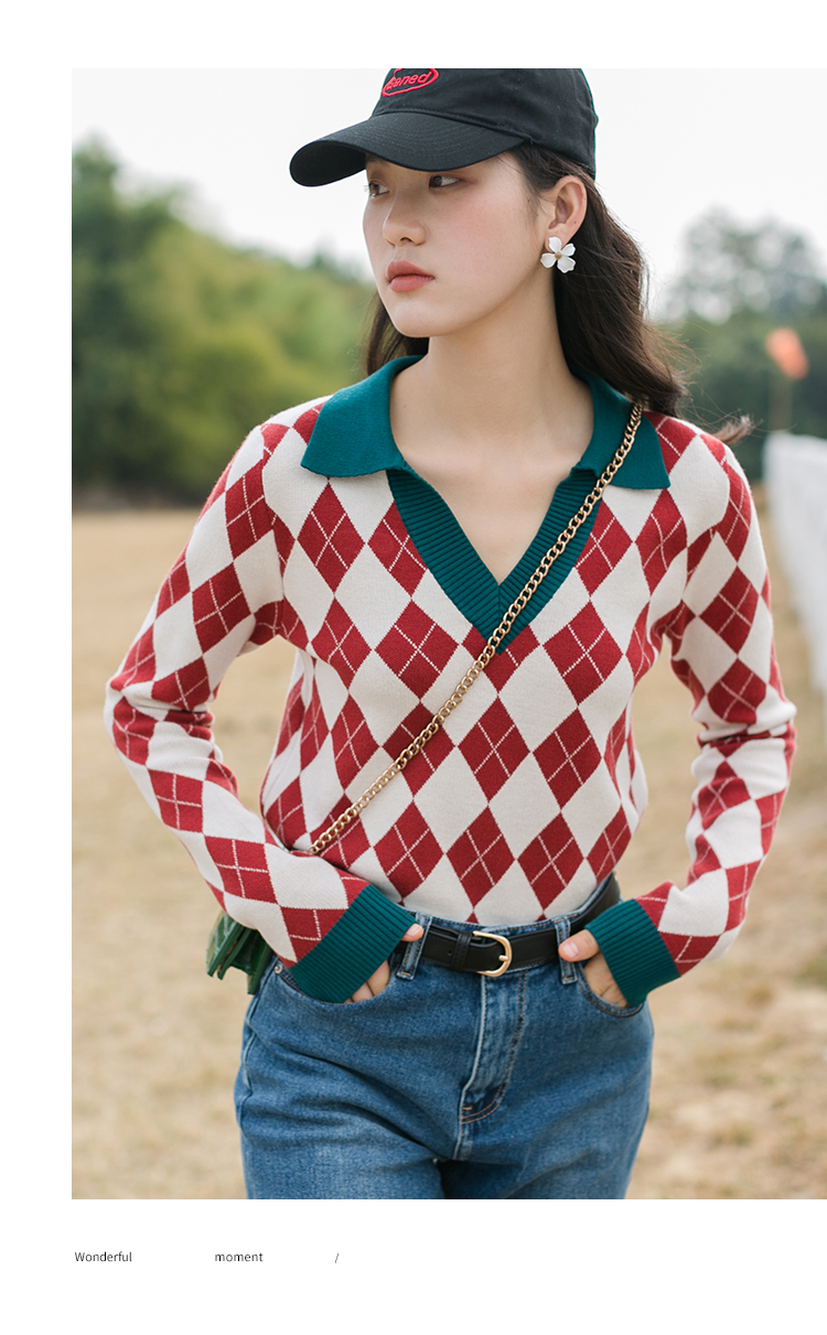 Top Inner Bottoming Shirt Spring Autumn Red Sweater