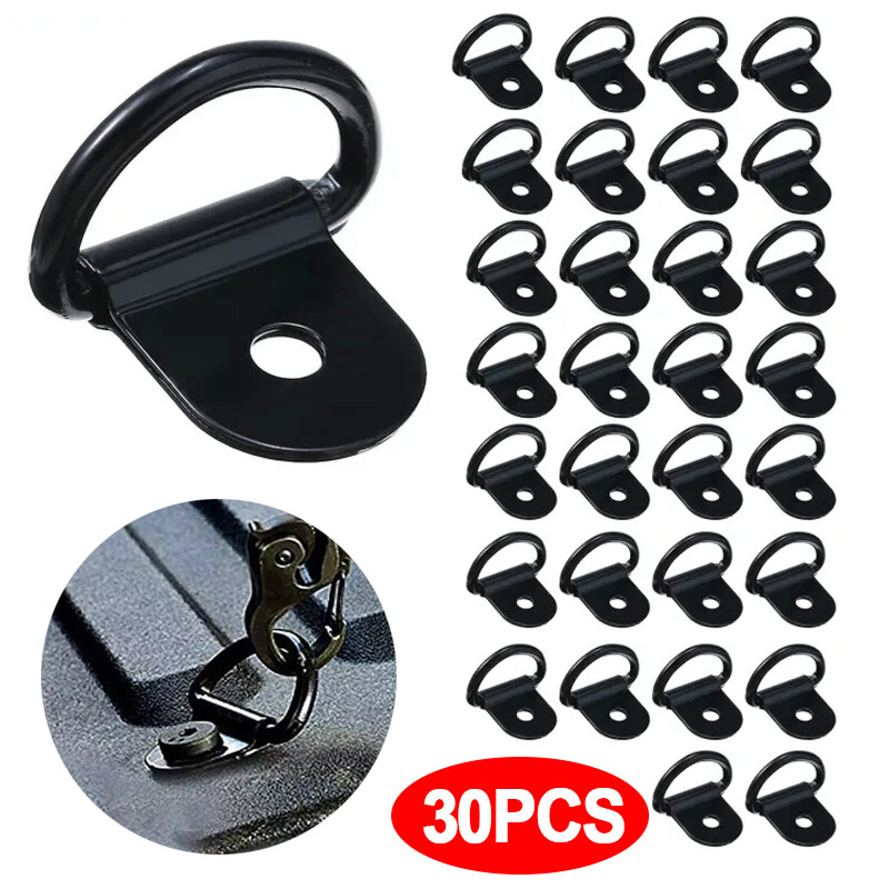 Truck trailer tie down D-ring hook installed on flatbed rail