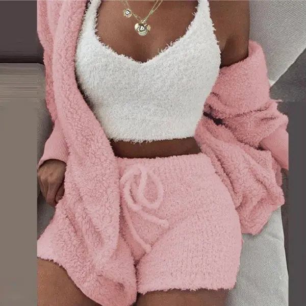 3 Pieces of Fashionable Ladies Plush Home Clothes