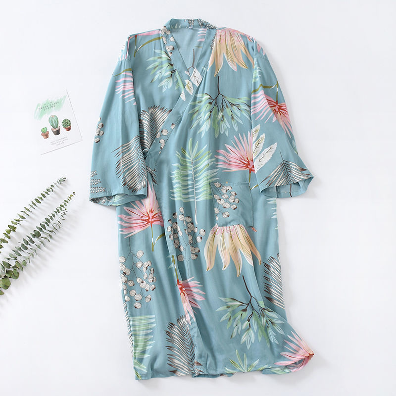 Title 5, Loose Long-sleeved Nightdress And Kimono Pajamas