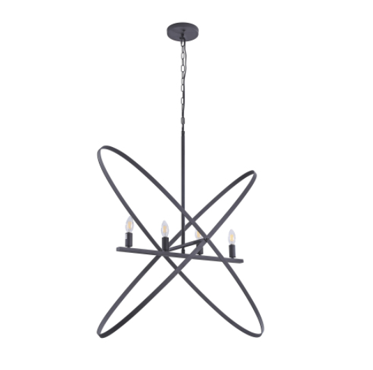 29 L X 15 W X 37.5 H 4 Led Matte Black Atom Brass Metal Pendant - Image 1