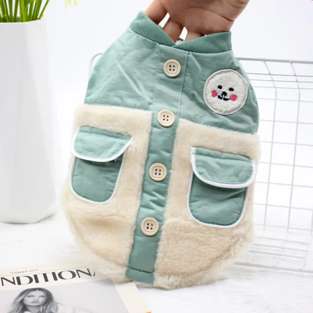 Dog Padded Warm Double Pocket Spliced Jacket Green - Shop at LoveMi