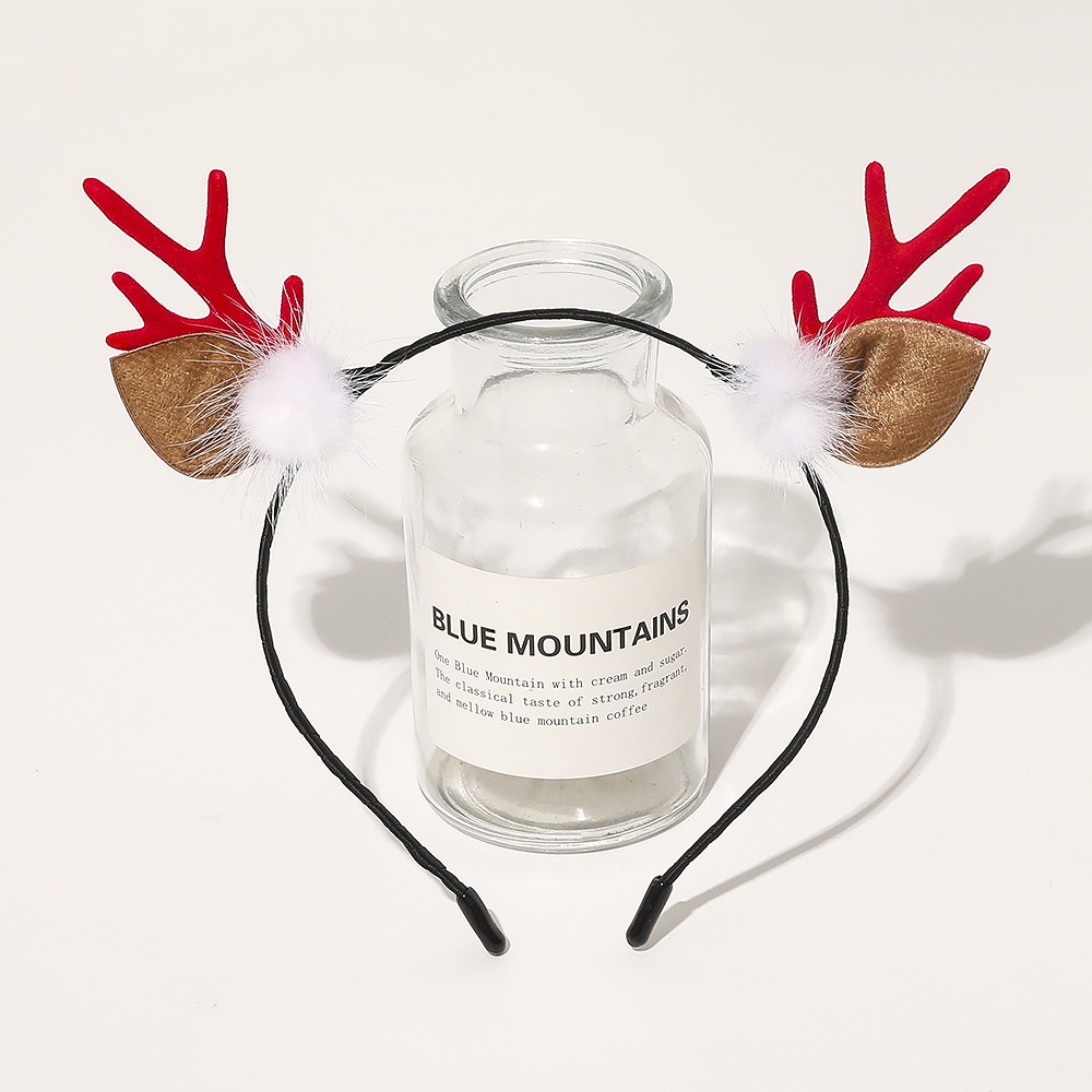 New Christmas Headband Red And Green Hair Ball Bell Headband White Hair Ball Red - Shop at LoveMi