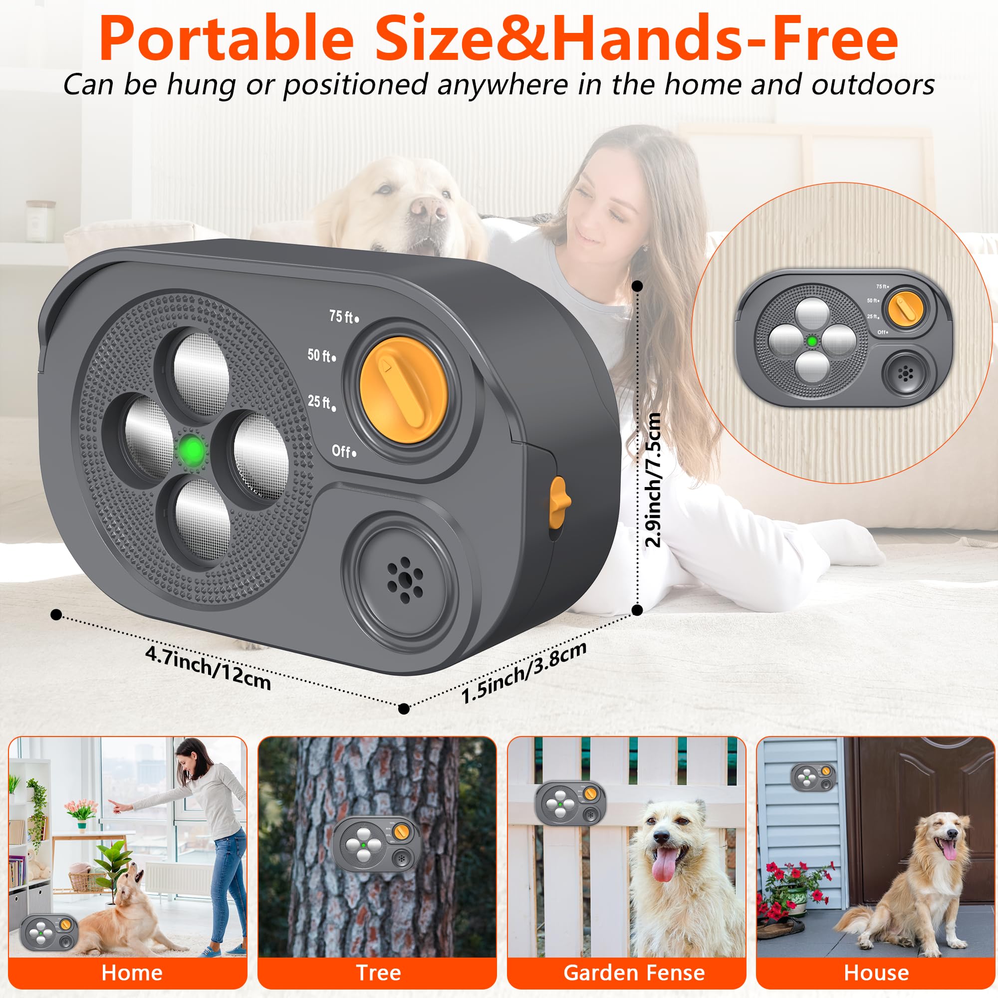 Anti Barking Device For Dogs, Bark Box Rechargeable Dog Bark Deterrent With Variable Ultra Frequency 6 Modes IP65 Waterproof Dog Silencer Stop Neighbors  Dogs From Barking Up To 75ft — foto 9